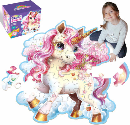 Jumbo Floor Puzzle for Kids,48 Piece Unicorn Large Jigsaw Puzzles,Puzzle for Toddler Ages 3-5,Fun Educational Preschool Learning Toy Easter Gift for Boys & Girls Ages 4-8