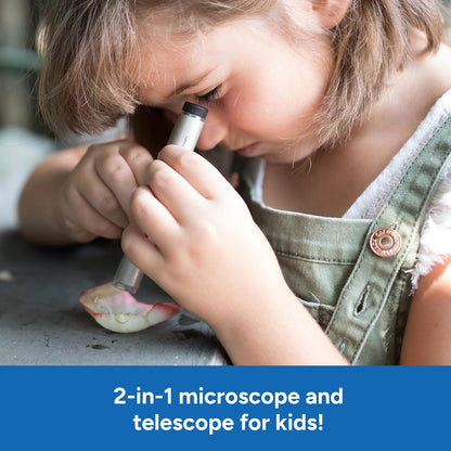 Educational Insights GeoSafari Pocket Scope - Portable Microscope for Kids, Mini Kids Telescope, 2-in-1 Discovery Toys to Take Anywhere, Outdoor Exploration, STEM Gifts for Boys & Girls Ages 6+