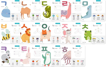 40 Korean Flash Cards – 4x6 Dry Erase Hangul Flashcards (Gift Box)