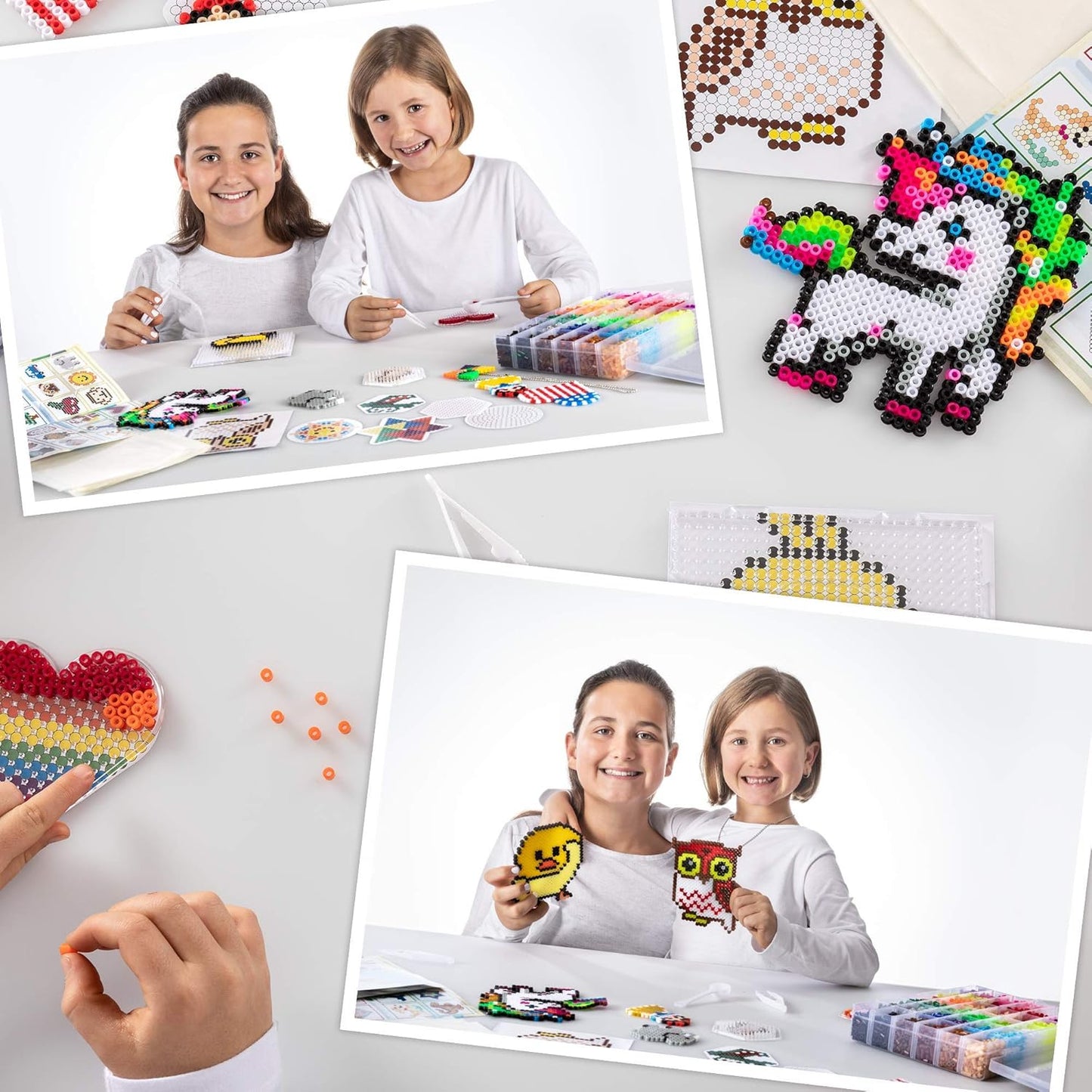 CraftyCreations 10,500pcs Fuse Beads Craft Kit - Perler Beads Compatible Kit, 34 Colors, 6 Pegboards, 34+ Patterns, Tweezers, Plus Tools, Keychains, Accessories & More with Free Carrying Case