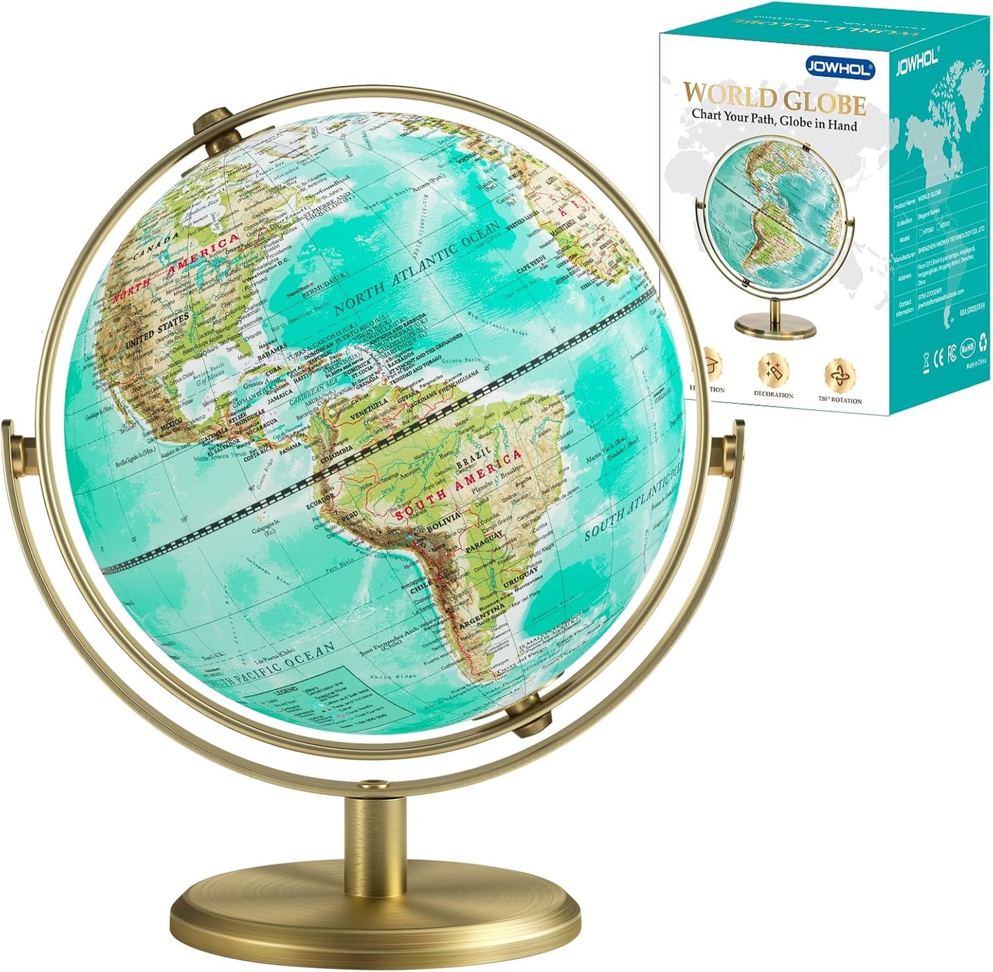 Globe for Kids Illuminated Globes of the World with Stand & Animals Illustrations Earth World Globe Night Light for Kids' Room Decor Classroom Educational Tool Birthday Gift, Dia 8-inch