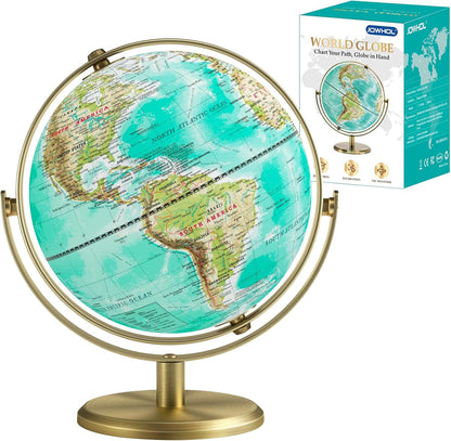 Globe for Kids Illuminated Globes of the World with Stand & Animals Illustrations Earth World Globe Night Light for Kids' Room Decor Classroom Educational Tool Birthday Gift, Dia 8-inch