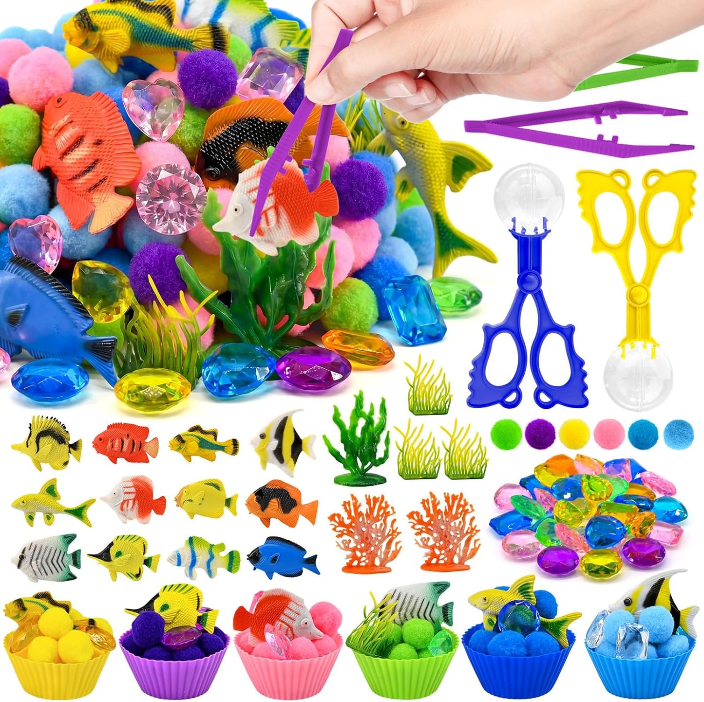 270 Pcs Numbers and Letters Sensory Bin Items Back to School Counting Sorting Sensory Bin Filler Fine Motor Numbers and Letters Geometric Figure Counts for Easter Spring Summer Sorting