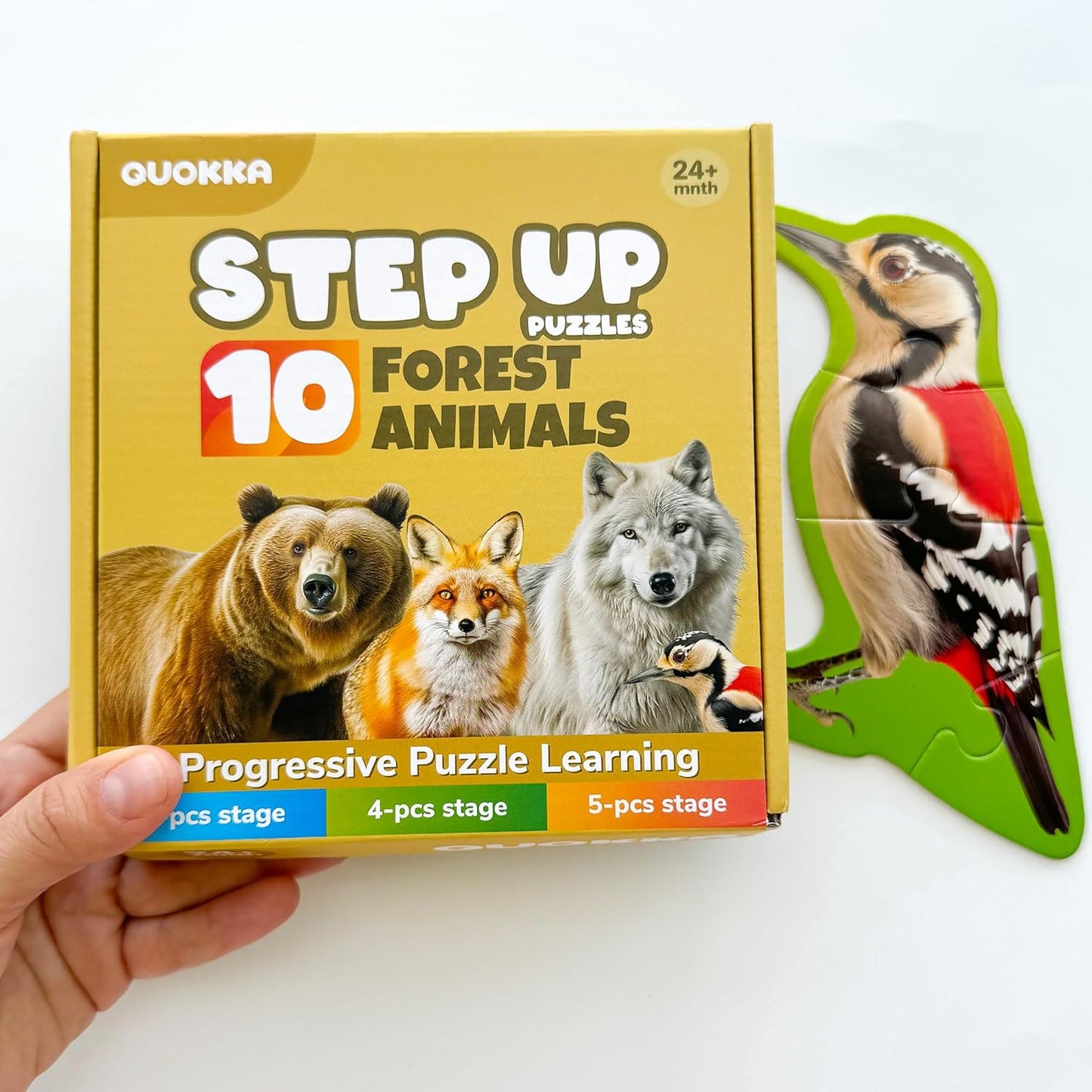 QUOKKA Toddler Puzzles Ages 2-4 - Large Floor Puzzles for Kids 3-5 - 8 Realistic Animal Shapes | Extra Thick Cardboard | Preschool Learning Game - 40 Big Piece Gift for Toddlers 1-3 Years Old