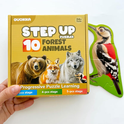 QUOKKA Toddler Puzzles Ages 2-4 - Large Floor Puzzles for Kids 3-5 - 8 Realistic Animal Shapes | Extra Thick Cardboard | Preschool Learning Game - 40 Big Piece Gift for Toddlers 1-3 Years Old