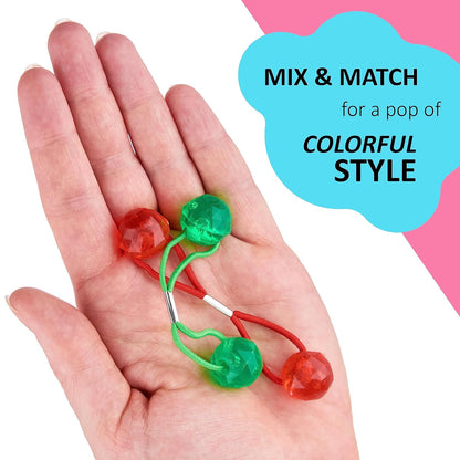 20pc Ponytailers Balls Elastics 18mm Round Opaque Multicolored Twin Beads Bauble Holders Toddler Kids Braiding Styling