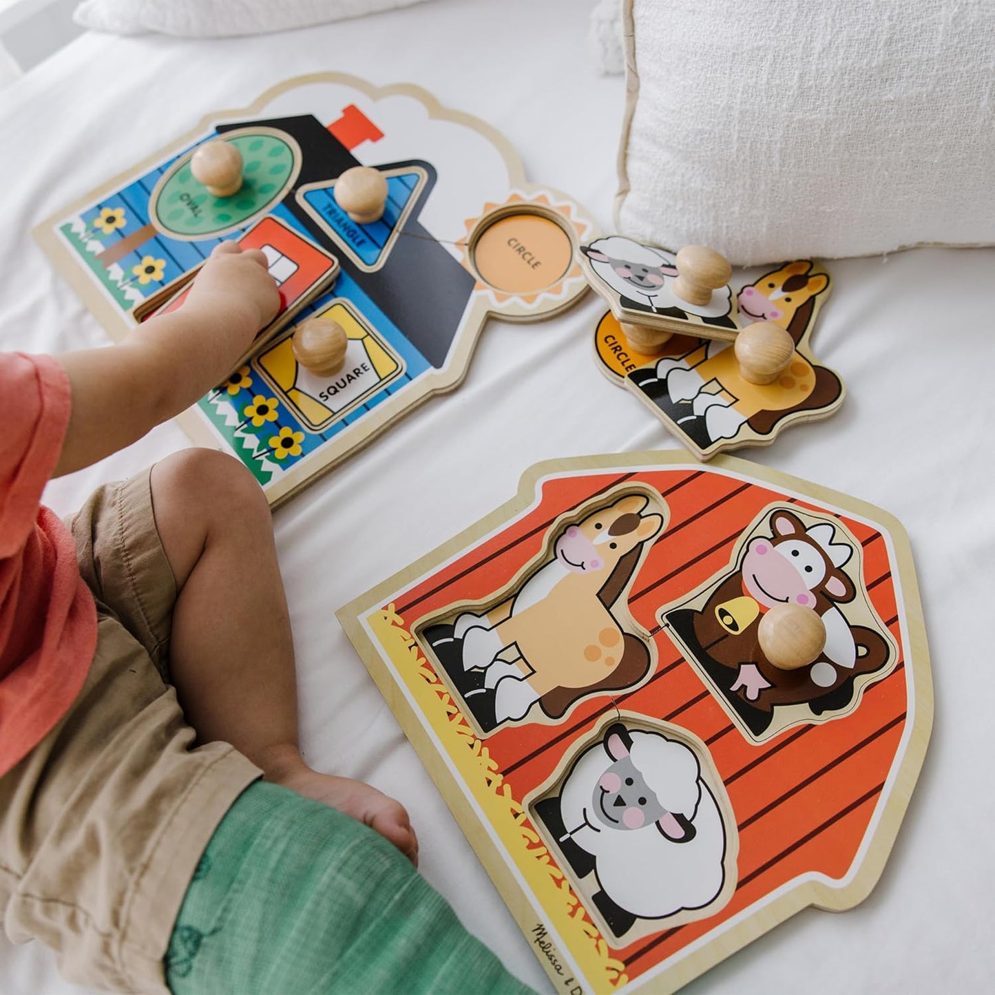 Melissa & Doug Pet Animals Jumbo Knob Puzzle, Wooden Peg Puzzle for Toddlers, Educational Toy for Shape Recognition and Fine Motor Skills, Ages 1+