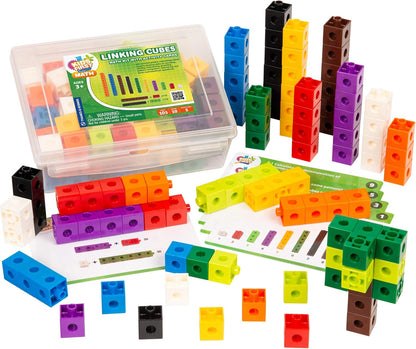 Kids First Math: 100 Linking Cubes Mathematics Kit w/Activity Cards | Develop Skills in Counting, Sorting, Sequencing, Graphing, Measuring | Visual Hands-on | at-Home | Classroom Learning Ages 3+
