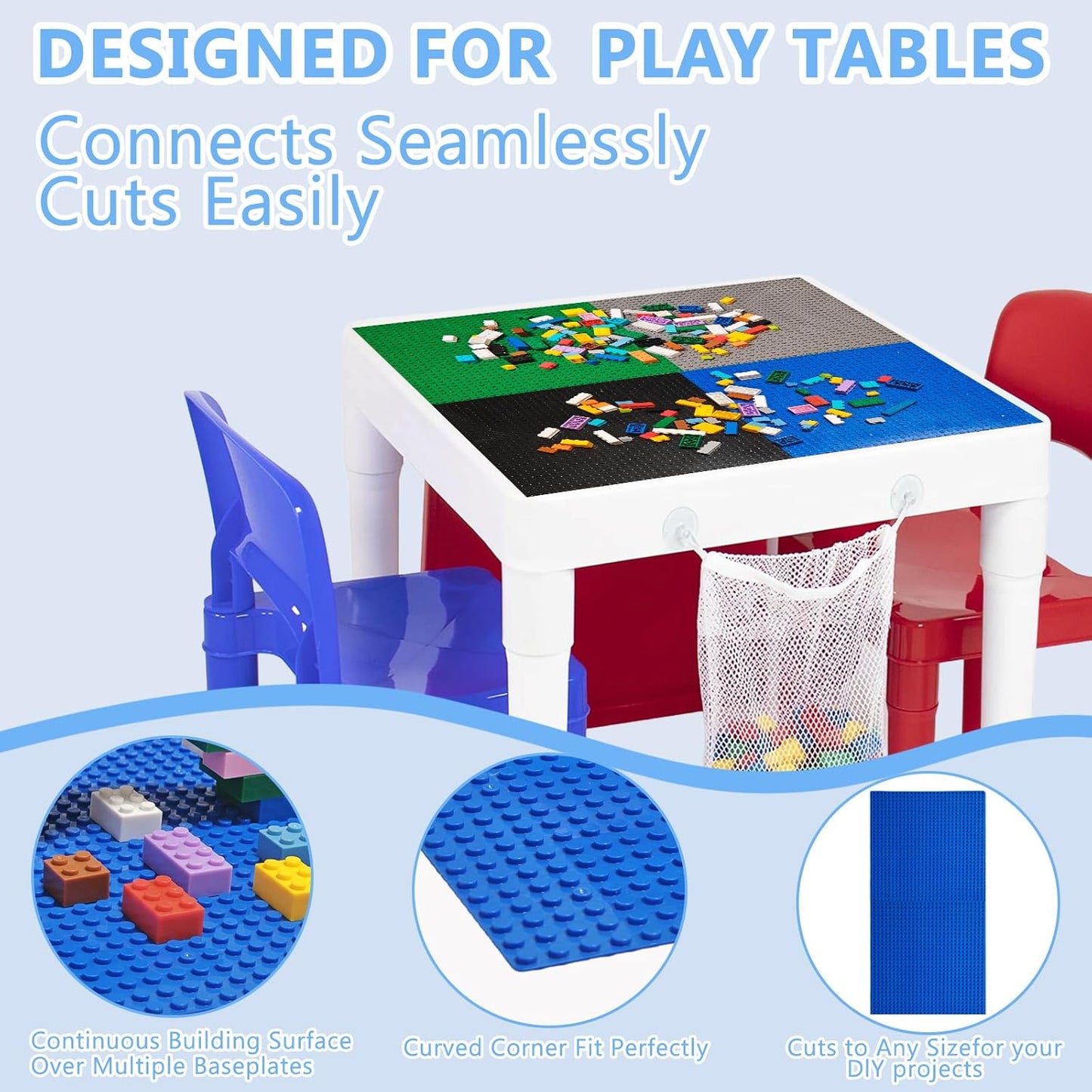 10"x10" Pack of 6 Classic Building Baseplates,Building Toy Base Boards to Build On, Brick Toy Builders Mat Compatiable with All Major Brands and Activity Table-Base plate for DIY Play (Gray)
