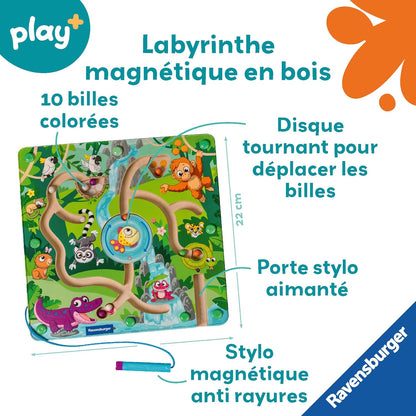 Ravensburger Play+ 34018 Jungle Wooden Magnetic Maze for Children from 18 Months