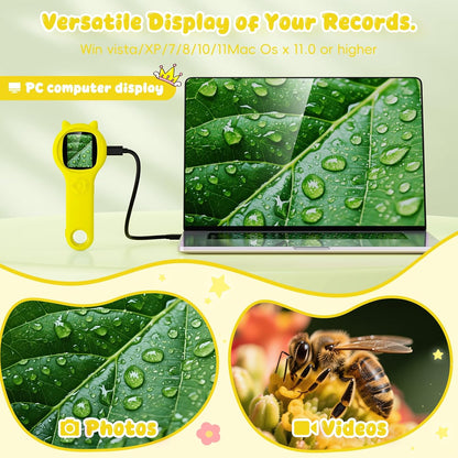 Microscope for Kids - Electronic Handheld Magnifying Glass for Children-STEM Outdoor Science Kit for Summer Travel & Camping Toy,Birthday Gifts Toys for 5-8 9-12 Year Old Girls（Purple）
