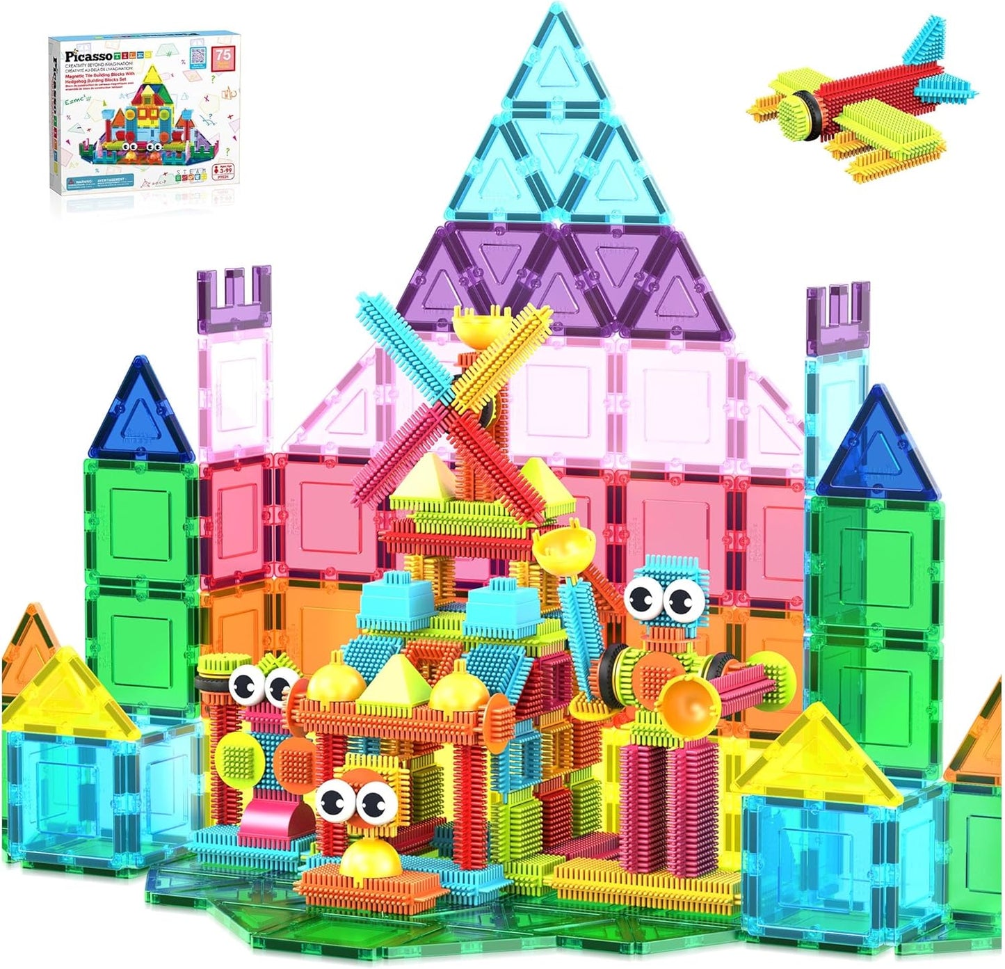 PicassoTiles 12pc Supersized Magnetic Building Tile Base Plate Jumbo XL Foundation Stabilizer Boards STEM Engineering Construction Kit for Kids Educational Learning Toy Magnet Blocks Stacking Set PT12