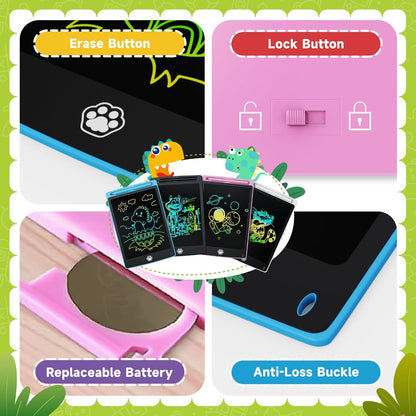 2 Pack LCD Writing Tablet, Electronic Drawing Writing Board, Erasable Drawing Doodle Board, Doodle Pad Toys for Kids Adults Learning & Education, 8.5IN(Blue+Pink)