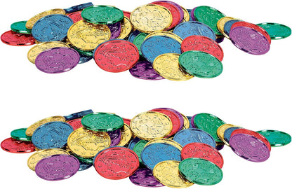 Beistle 200 Piece Embossed Plastic Coins For Pirate Treasure Chest Favors, Casino Theme Decorations