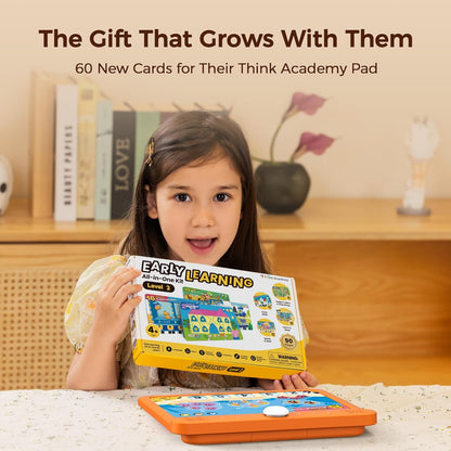 Think Academy Level 2 Flash Cards for Kids Ages 4+, Compatible with Learning Pad, Montessori-Inspired Learning Toys to Learn Phonics, Early Math, Logic, Teamwork & Daily Life