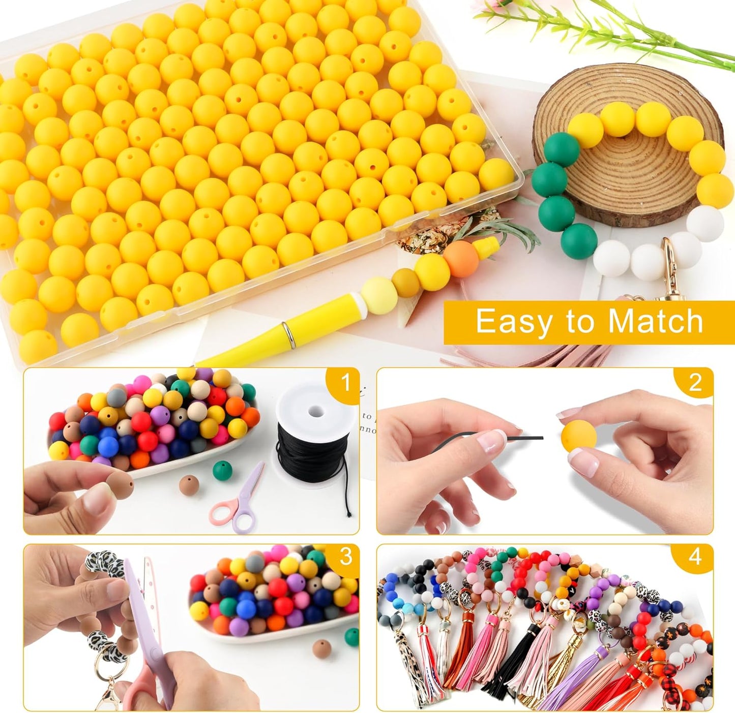 65Pcs 19mm Silicone Beads for Keychain Making Bracelet Necklace, Bulk Round Silicone Beads for Pens（Christmas Green） - Colors A
