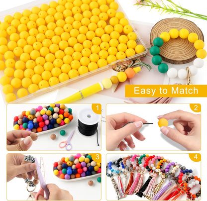65Pcs 19mm Silicone Beads for Keychain Making Bracelet Necklace, Bulk Round Silicone Beads for Pens（Christmas Green） - Colors A