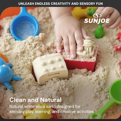 Sun Joe Silica Play Sand for Sandbox, Sensory Table & Gardens, Ultra Fine, 50 Lb Bag - Indoor & Outdoor Craft Accessory for Molding, Digging & Sculpting, PLYSAND50