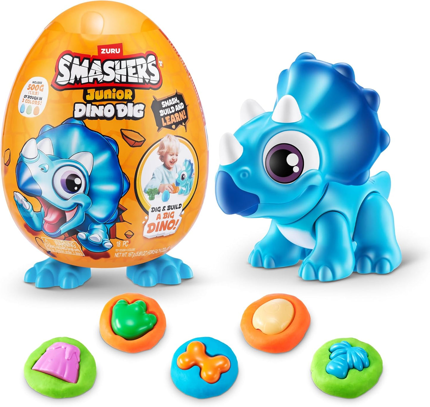 Smashers Junior Dino Dig Small Egg (Raptor) by ZURU 12+ Surprises Compounds Mold Dinosaur Preschool Toys Build Construct Sensory Play - 3 Years+