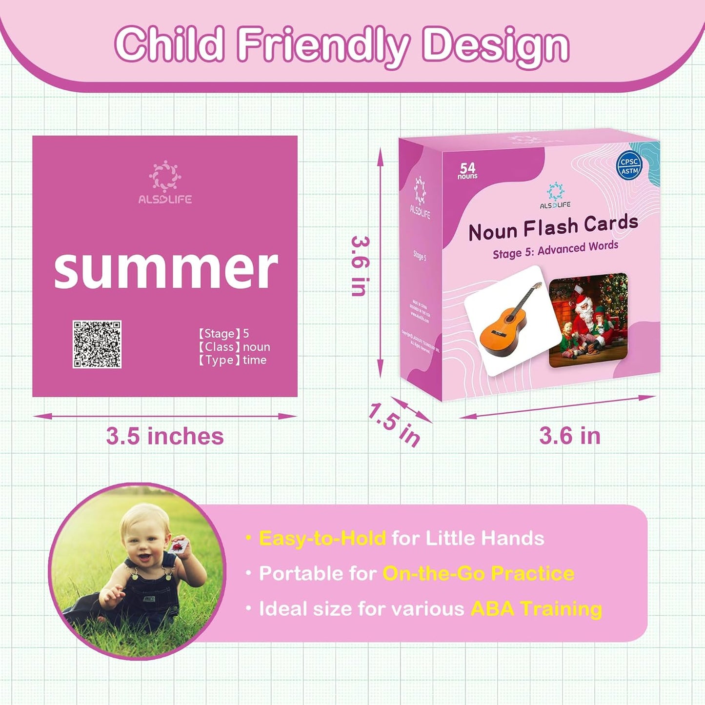 Thick Baby Flash Cards for Toddlers 1-3 Sight Words Flash Cards for Kindergarten，50 First Words Fun Video Flash Cards for Toddlers，Learning Resources Kids Aba Therapy Materials