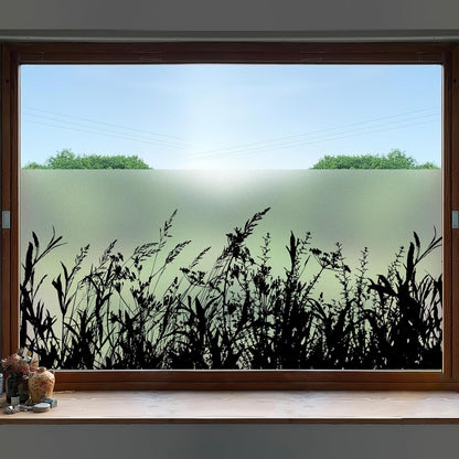 DKTIE Window Privacy Film Flowers Pure White Pattern Stained Glass Window Film Decorative Frosted Glass Window Film Sun Blocking Heat Control Static Cling (A274, 17.5" x 78.7")