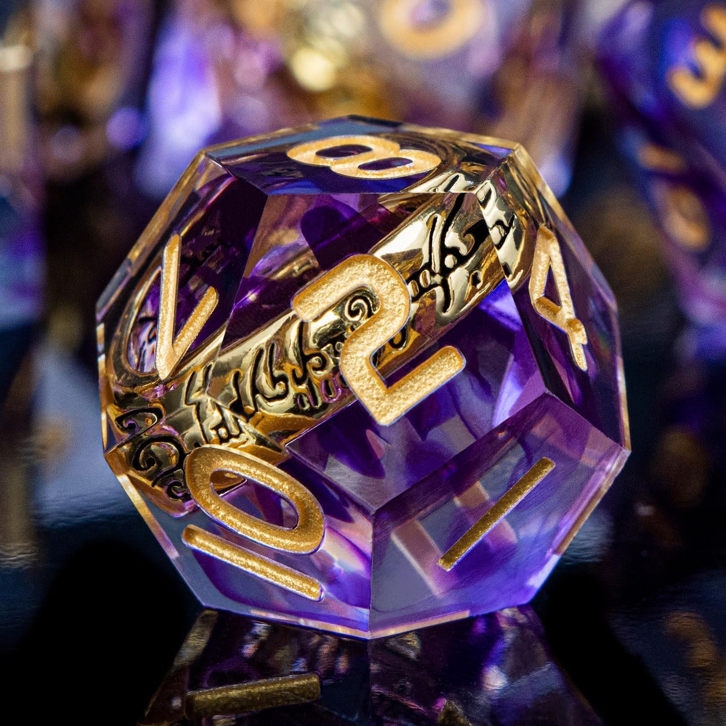 Magic Golden Ring DND Dice Set Sharp Edge Red Resin Dice with Box, for use with Dungeons Dragon RPG D&D Tabletop Games Lord D and D Polyhedral Dice Set