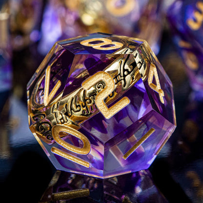 Magic Golden Ring DND Dice Set Sharp Edge Red Resin Dice with Box, for use with Dungeons Dragon RPG D&D Tabletop Games Lord D and D Polyhedral Dice Set