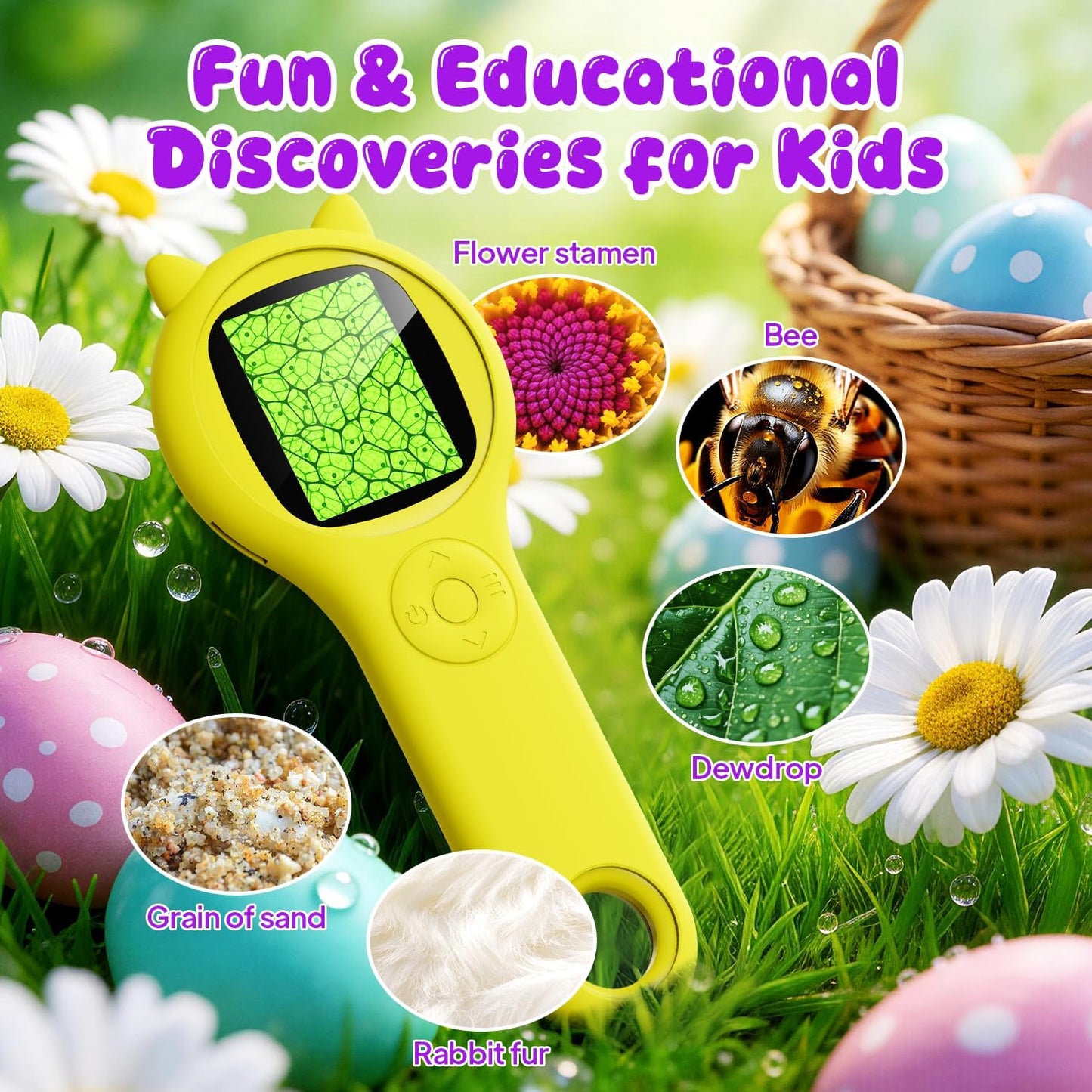 Microscope for Kids - Electronic Handheld Magnifying Glass for Children-STEM Outdoor Science Kit for Summer Travel & Camping Toy,Birthday Gifts Toys for 5-8 9-12 Year Old Girls（Purple）