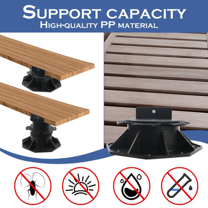 10 Pack Adjustable Deck Support Pedestal, Plastic Adjustable Deck Foundation Base, Support for Floating Deck Platform Deck Floor Height Adjustment Raising from 2-3/8" to 5-1/2"
