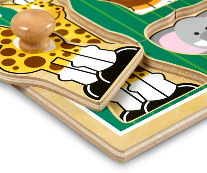 Melissa & Doug Pet Animals Jumbo Knob Puzzle, Wooden Peg Puzzle for Toddlers, Educational Toy for Shape Recognition and Fine Motor Skills, Ages 1+