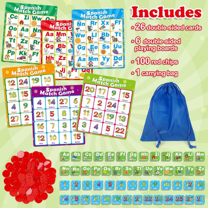 Quilinz Alphabet Bingo Game,Letter/Number/Sight Word Bingo Game for Kids,ABC and 123 Bingo Board Games for Kids 4-6,Alphabet Learning Toys for Kindergarten,Matching Game,Perfection Game for Kids