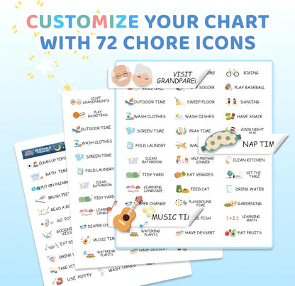 Upgraded Slider 3 in 1 Bedtime/Morning/Daily Routine Chart for Kids, Magnetic Chore Chart for Kids, Visual Schedule for Kids Toddlers Schedule Board for Home