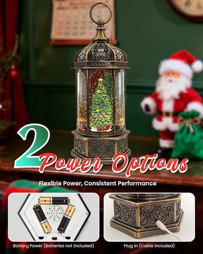 Extra Large Christmas Snow Globes Christmas Lantern, 12.99" Musical Snow Globe with 8 Songs, Santa Snowglobe for Kids Adults, 6H Timer Dual Power, Lighted Christmas Decorations Indoor Gifts