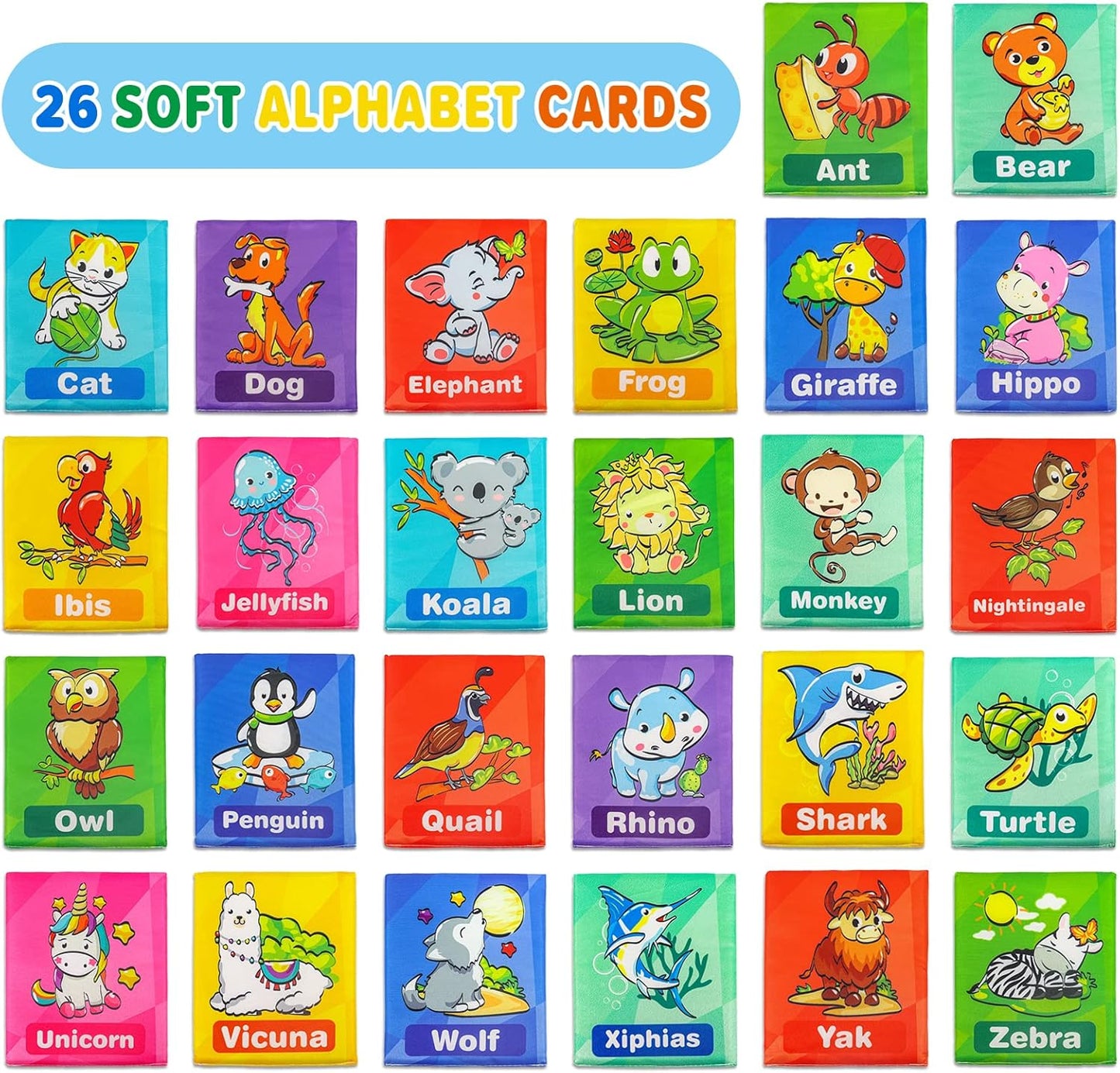 Dr.Rapeti Soft Alphabet Cards, 26pcs ABC Alphabet, 26 Letters Flash Cards with Storage Bag Washable Non-Toxic, Early Learning Toy, Baby Bath Toy for Baby Infant Toddler Kids