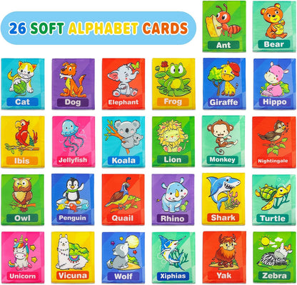 Dr.Rapeti Soft Alphabet Cards, 26pcs ABC Alphabet, 26 Letters Flash Cards with Storage Bag Washable Non-Toxic, Early Learning Toy, Baby Bath Toy for Baby Infant Toddler Kids