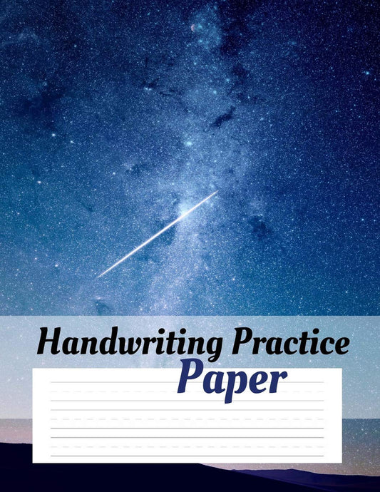Handwriting Paper: Handwriting Practice Paper for Grades 2-5; Cursive Writing Practice Notebook; 1/2 Inch Wide Lines w Dashes in the Middle; Great for Homeschooling; Space Design