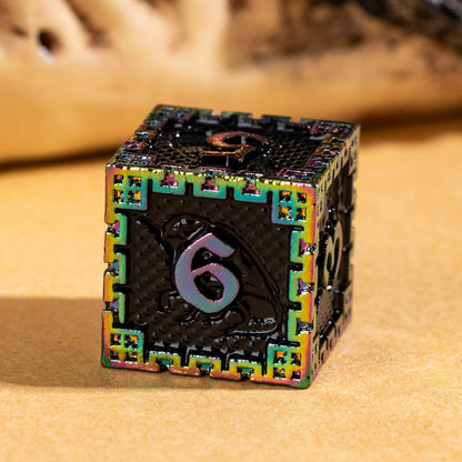 UDIXI Steampunk Metal Dice Set, 7 Die Polyhedral DND Dice Set for D&D Role Playing Game and Math Teaching (Ancient Copper)