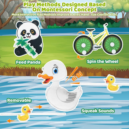 Toddler Busy Board for 1 Year Old, Montessori Toy Sensory Busy Book for Toddler 1-3 Fishing Game Fine Motor Skill, Learning Car Ride Airplane Activities Travel Essential 2-4 Birthday Gift for Boy Girl