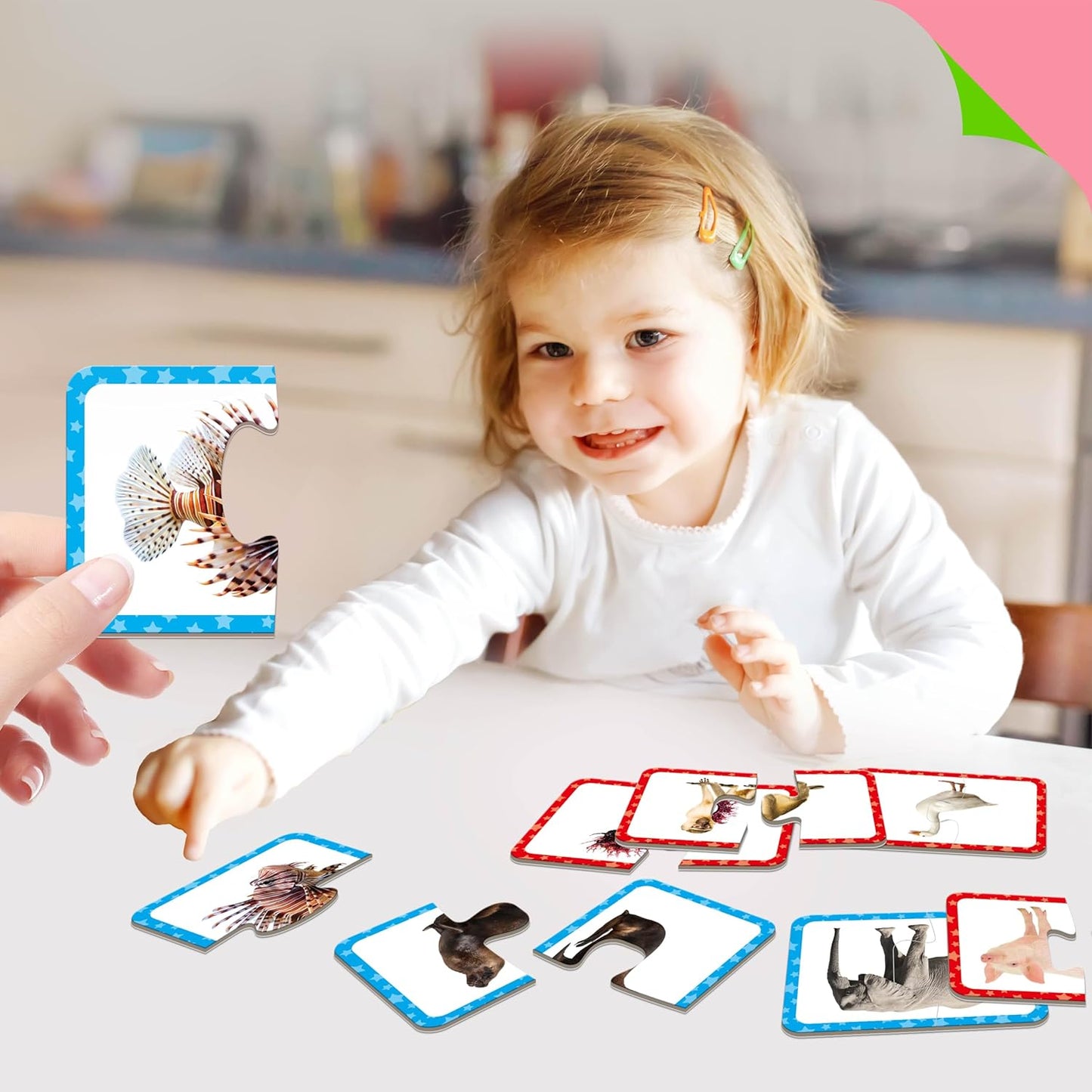 48 Food Matching Puzzles with Error-Correction Mechanism Pre-Primer in 2 Pieces, Perfect for Preschool Learning (24 Blocks Double Sided)