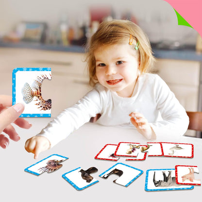 48 Food Matching Puzzles with Error-Correction Mechanism Pre-Primer in 2 Pieces, Perfect for Preschool Learning (24 Blocks Double Sided)