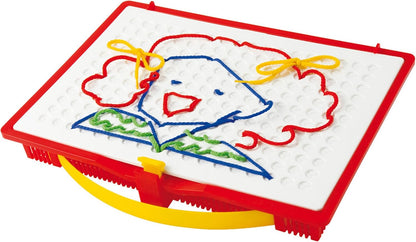 Quercetti Filo Play Set - A Novel Lacing Tool with 18 Pattern Templates to Create Art with String- for Ages 4 and Up (Made in Italy)