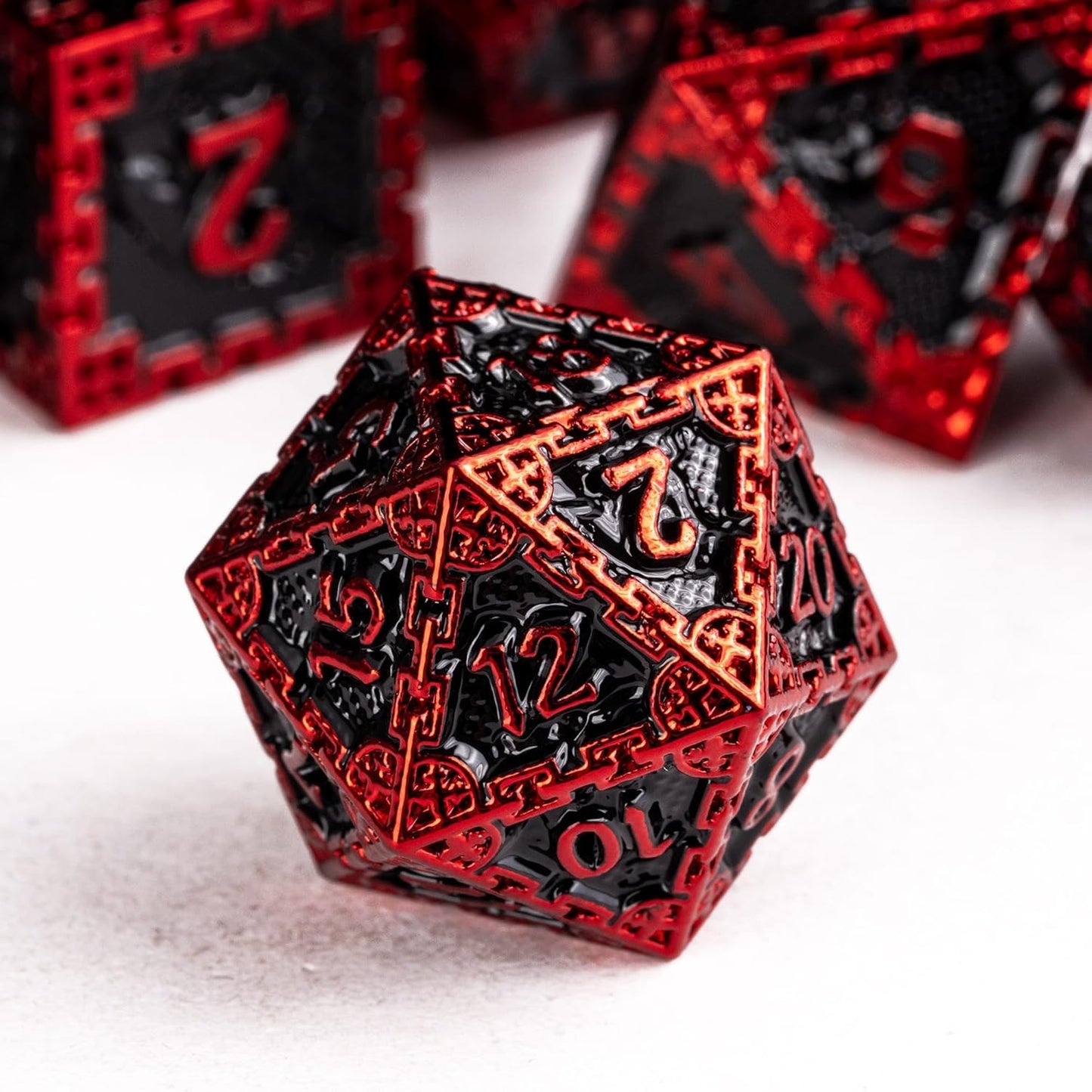 UDIXI Steampunk Metal Dice Set, 7 Die Polyhedral DND Dice Set for D&D Role Playing Game and Math Teaching (Ancient Copper)