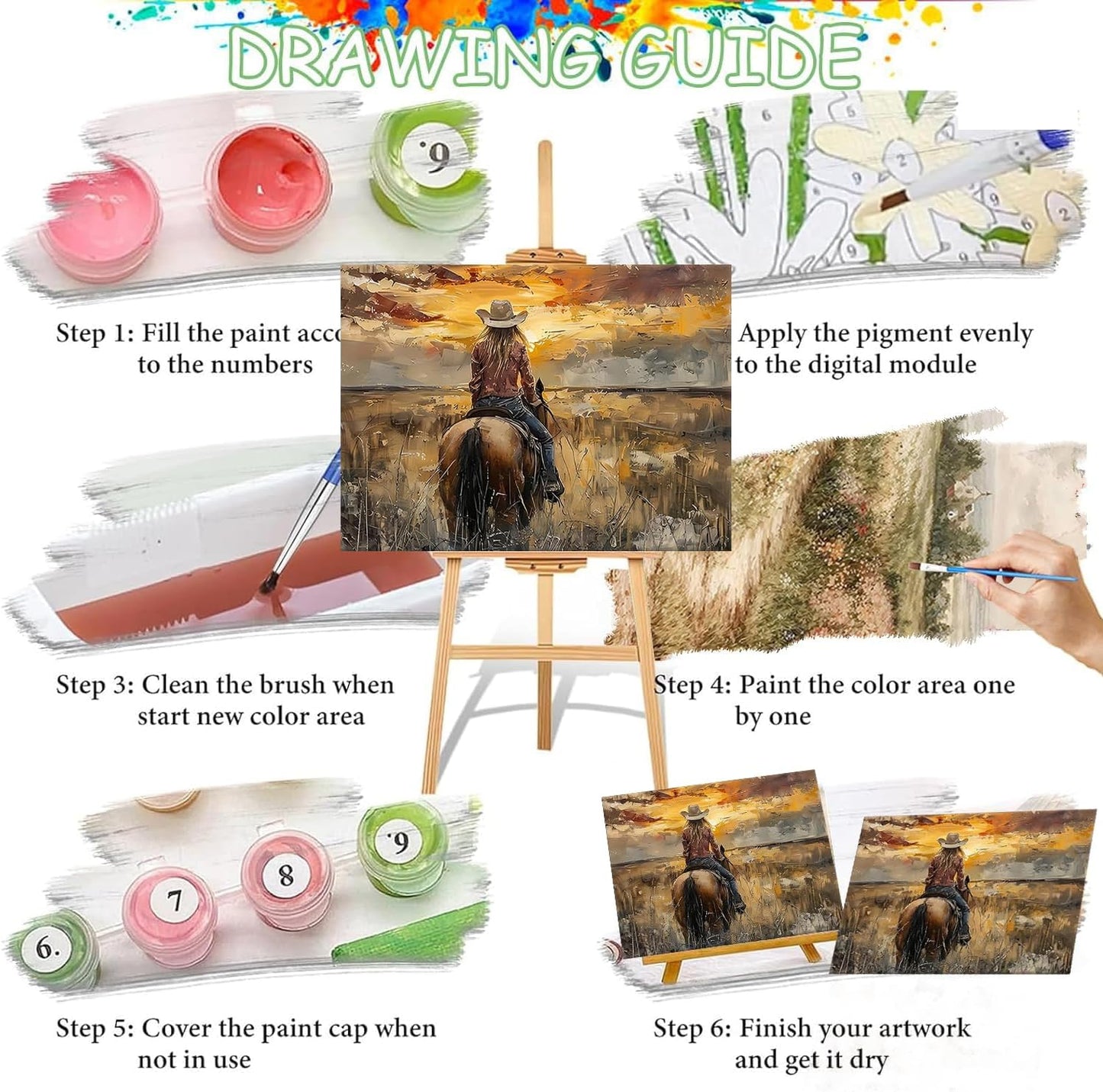 Paint by Numbers for Adults and Kids Beginner, 3 Pack Green Boho Palm Leaf Sun Moon Line Beige Painting by Number Kits On Canvas, Number Artist Paint by Number Kit DIY Acrylic Paints, Home Wall Decor