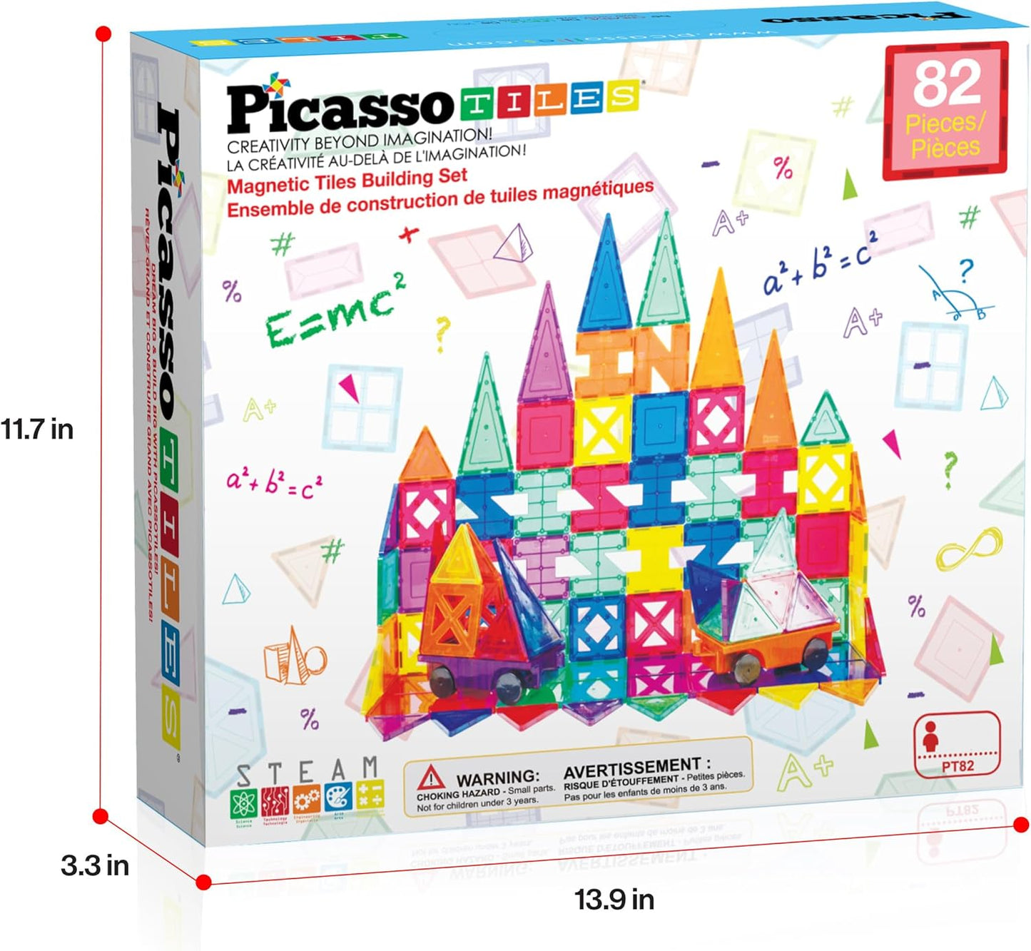 PicassoTiles Magnetic Building Block Set Geometry Shape Magnet Tiles Construction Toy STEM Learning Kit Educational Playset Playboard Pretend Play Stacking Blocks Child Brain Development PT16