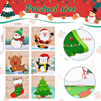 6 Pack Wooden Puzzles for Toddlers 1-3, Montessori Puzzles for 2-4 Year Old, Animal Shape Toddler Puzzles Montessori Toy Baby Learning Preschool Educational Toys Gift
