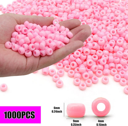 Auvoua 1000Pcs Pony Beads Bracelet 9mm Yellow Plastic Barrel Pony Beads for Necklace,Hair Beads for Braids,Key Chain,Jewelry Making (Yellow)