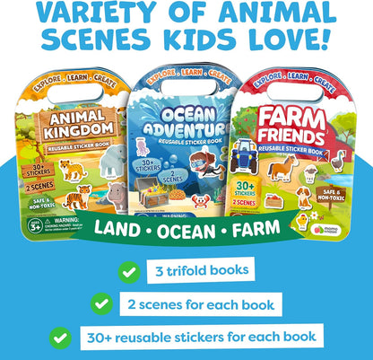 Sticker Book for Toddlers 1-3 - Reusable Sticker Book for Toddlers 2-4 Years, Stickers for Kids, Toddler Travel Toys, Airplane Toys for Toddler 1-3 - Birthday Gifts for 3 Year Old Boys, Girls 2-4