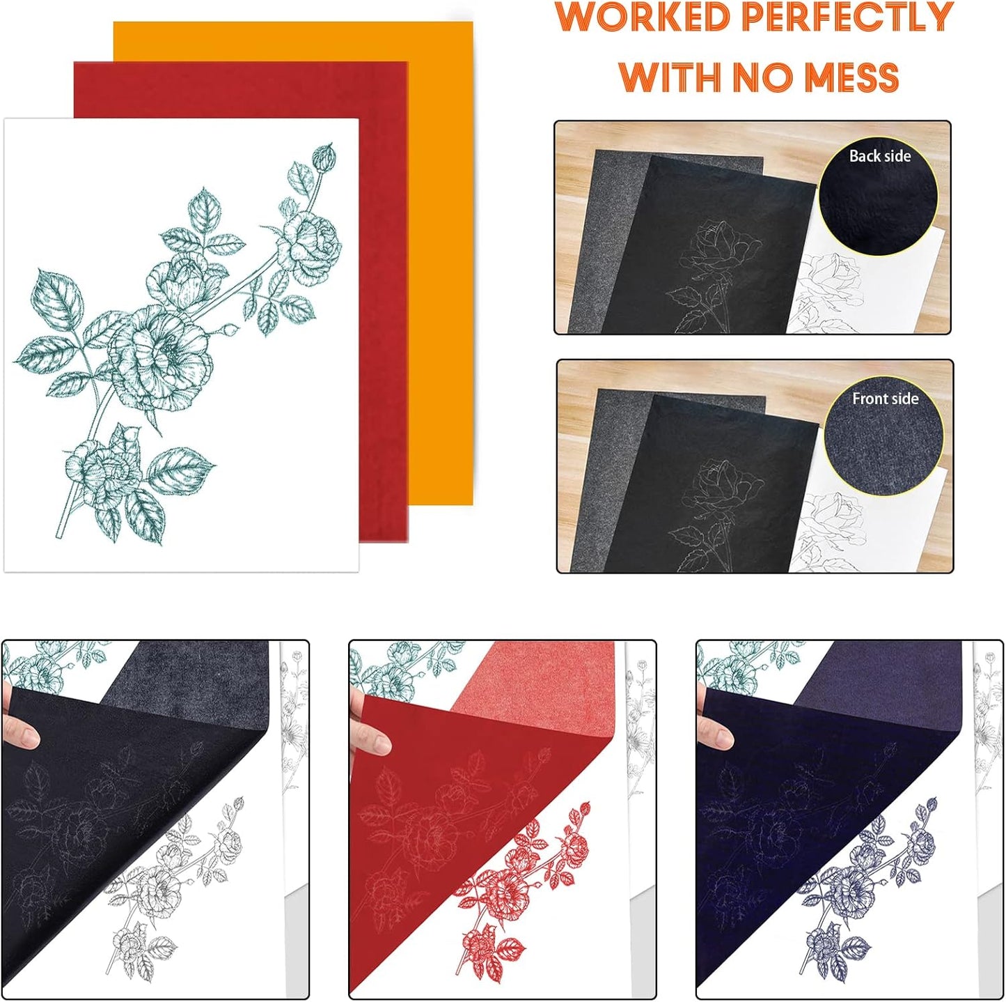 Carbon Paper for Tracing Graphite Transfer-Paper - PSLER 30 Pcs Black Graphite Paper for Tracing Drawing Patterns on Wood Projects Canvas Fabric Artist Lettering Sketch Drawing A4 8.27 X 11.81 Inch