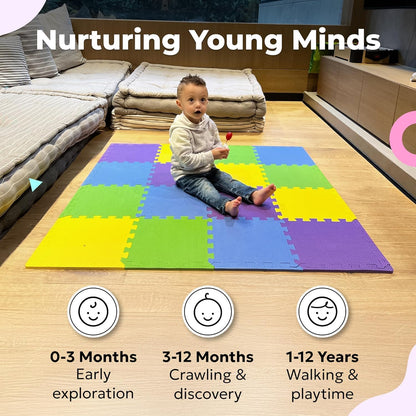 MioTetto Baby Play Mat, Soft Foam Floor Tiles for Kids. Adjustable Interlocking Foam Tiles, Fits with 50x50 Playpen Baby mat for Crawling & Development, Safe & Non-Toxic Playmat for Babies 6-12 Months