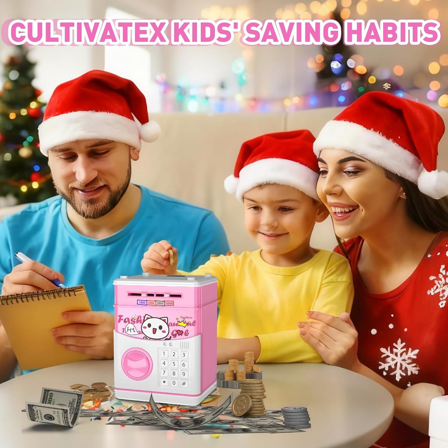 JUNEU Unicorn Piggy Bank for Kids, Gifts for 5 6 7 8 9 10 Year Old Girls, Kids Electronic Piggy Bank, Girls Birthday Gifts, Educational Toys for Girl Boys, Kid Money Saving Box, Mini ATM Coin Bank
